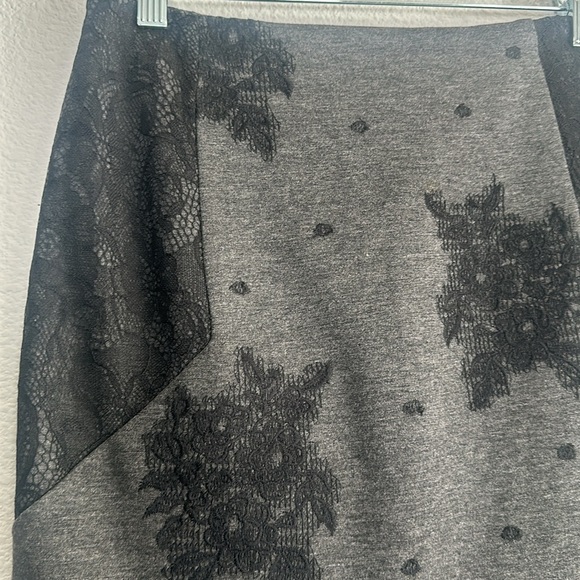 Anthropologie Maeve Grey Black Floral Lace Pencil Midi Skirt Womens Size Small - Picture 3 of 10